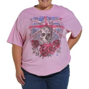 Def Leppard Graphic T-Shirt with Skull and Roses